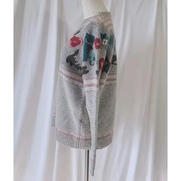 Sundance Womens Wool Blend Gray Bold Botanic Embroidered Sweater Small - Picture 6 of 10